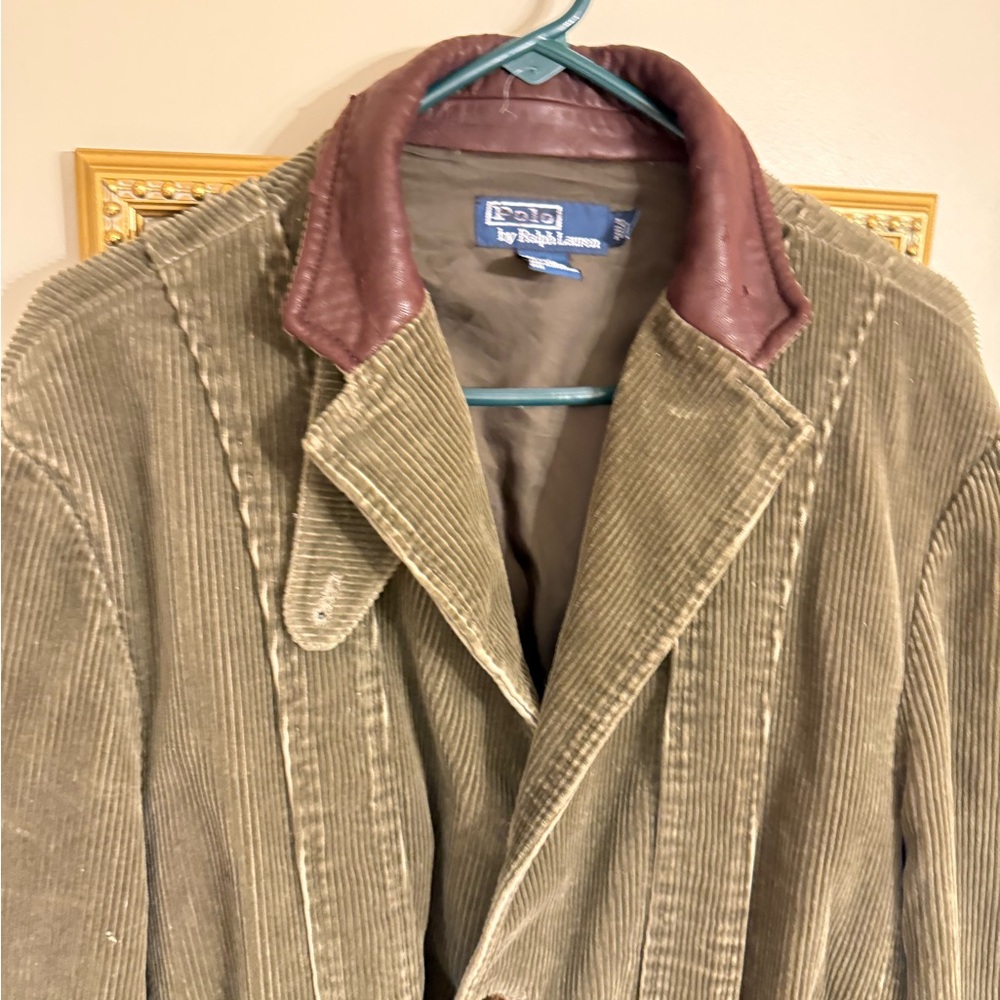 Polo Ralph Lauren Vintage Olive Green Corduroy Button Down Jacket Coat